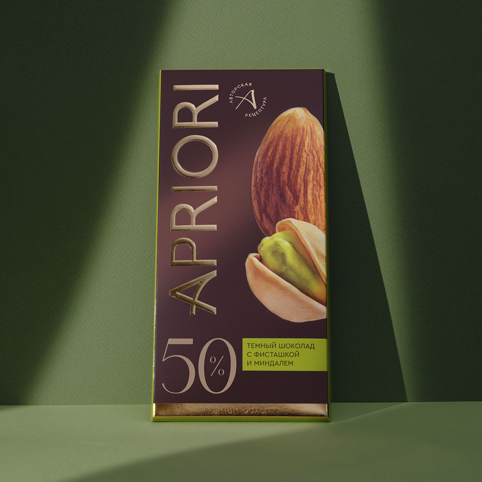 APRIORI темный шоколад с фисташкой и миндалем уп/15шт* 85гр